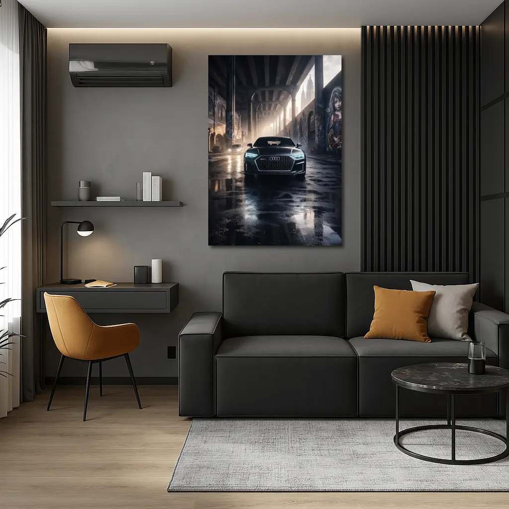 Audi A7 Dark Urban Street Night Scene – Wall Art