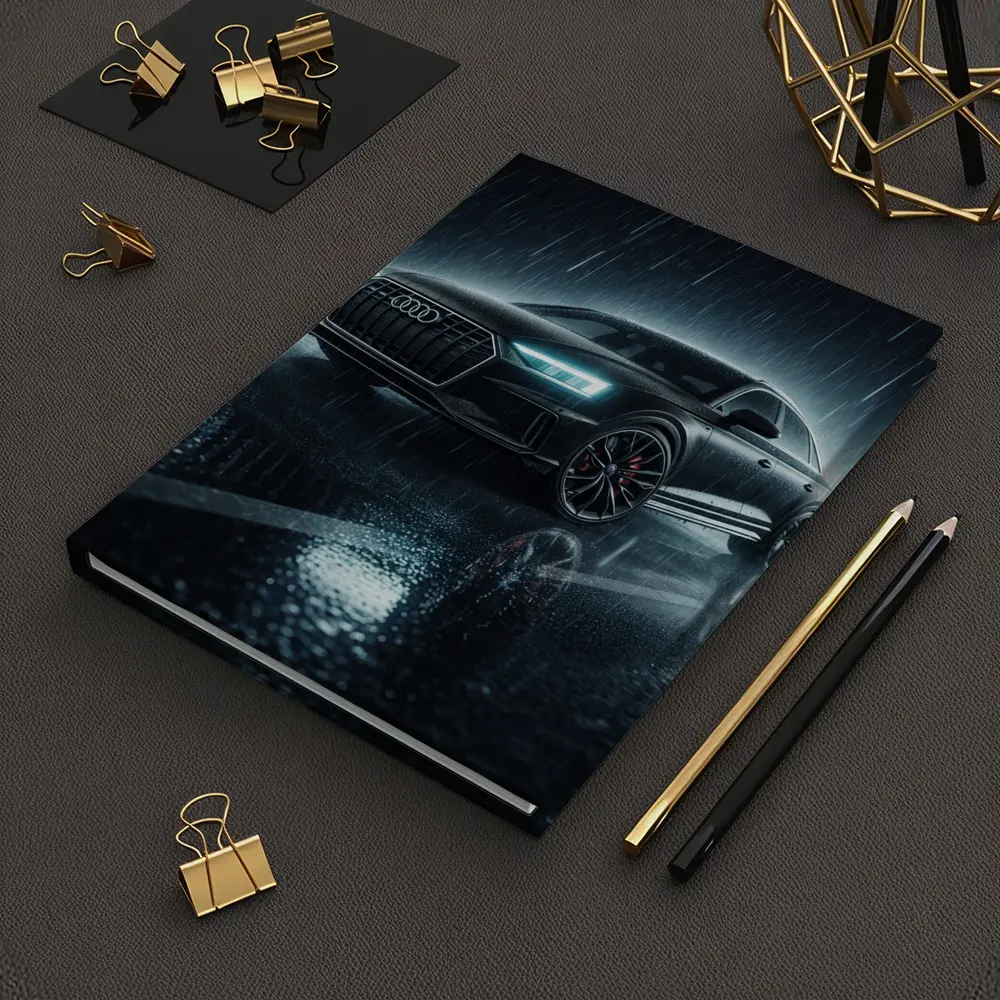 Audi A8 Black Sedan Rainy Night Street – Notebooks