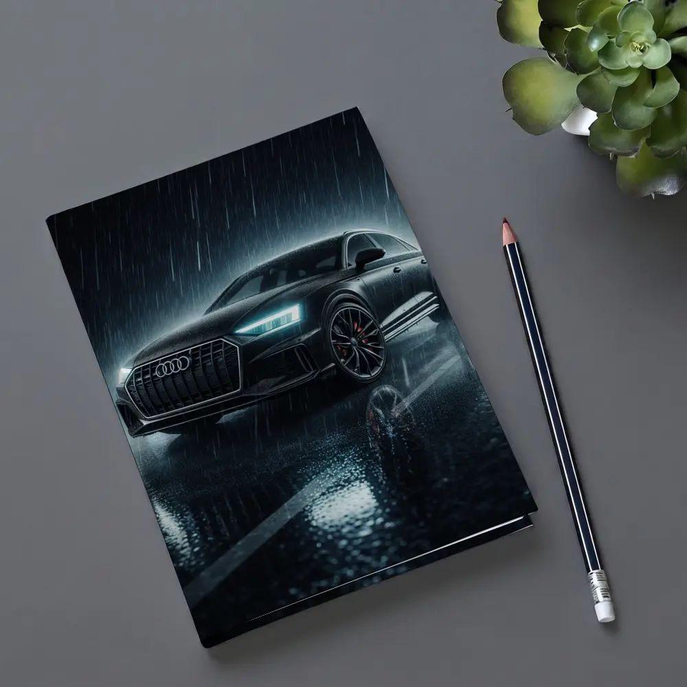 Audi A8 Black Sedan Rainy Night Street – Notebooks