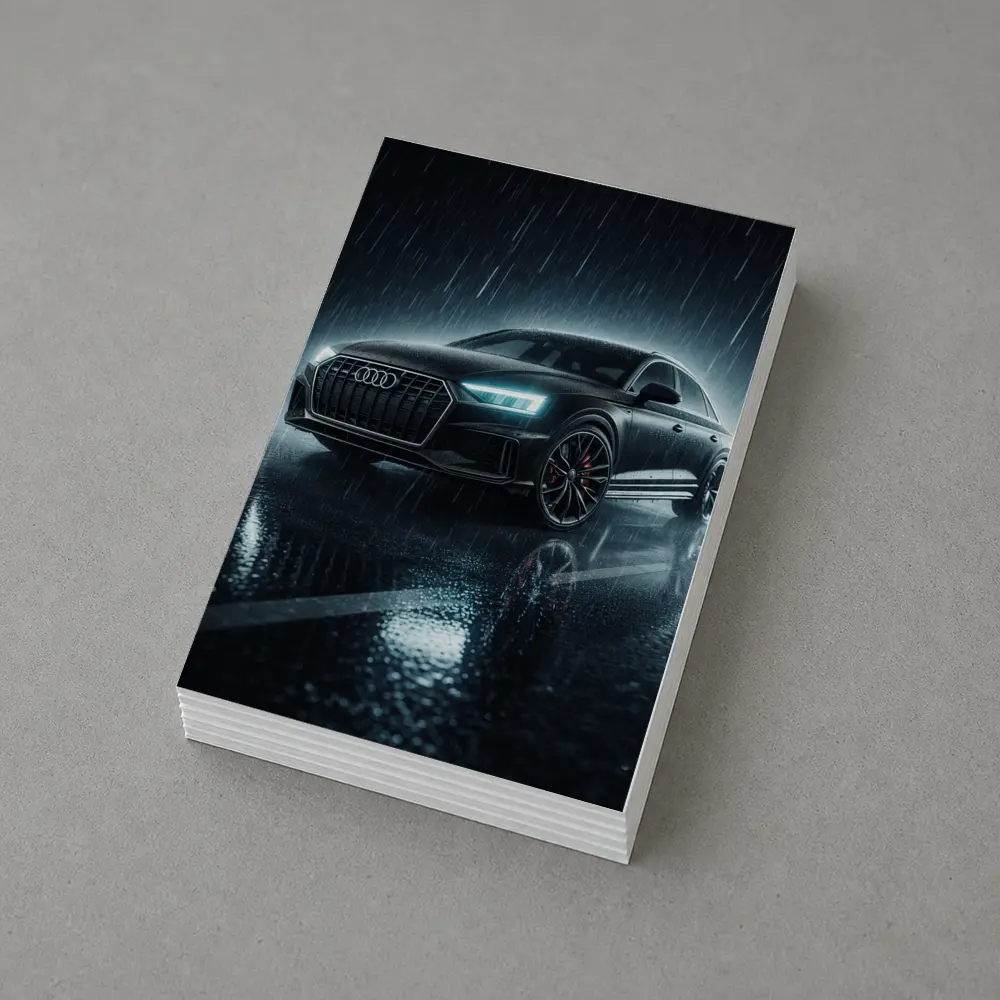 Audi A8 Black Sedan Rainy Night Street – Postcards
