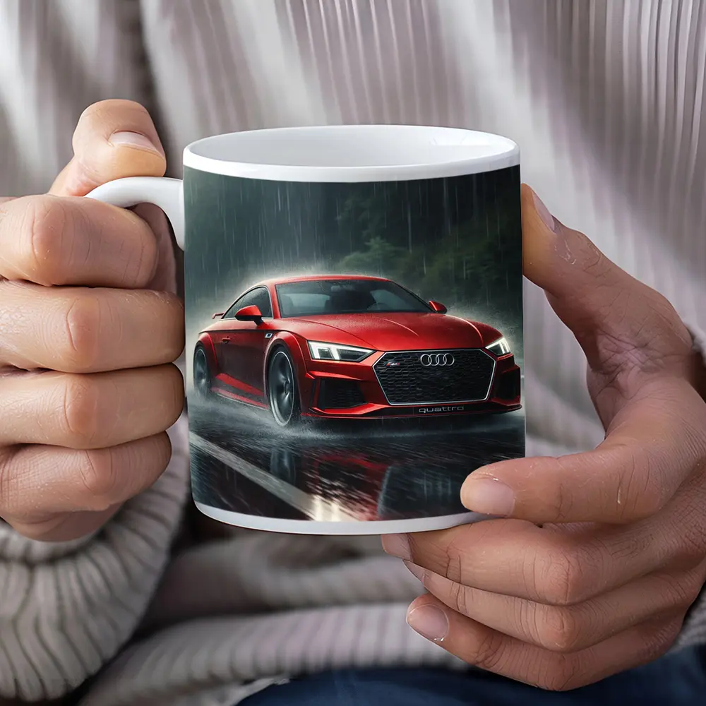 Audi R8 Quattro Red Rainy Road Drive – Mugs