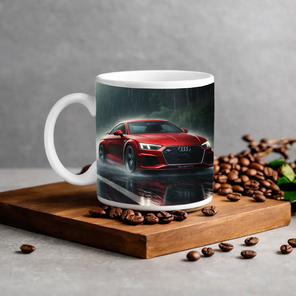 Audi R8 Quattro Red Rainy Road Drive – Mugs
