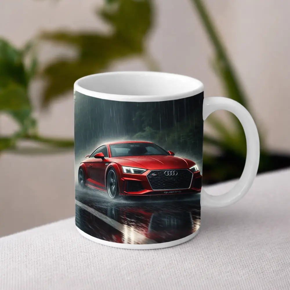 Audi R8 Quattro Red Rainy Road Drive – Mugs