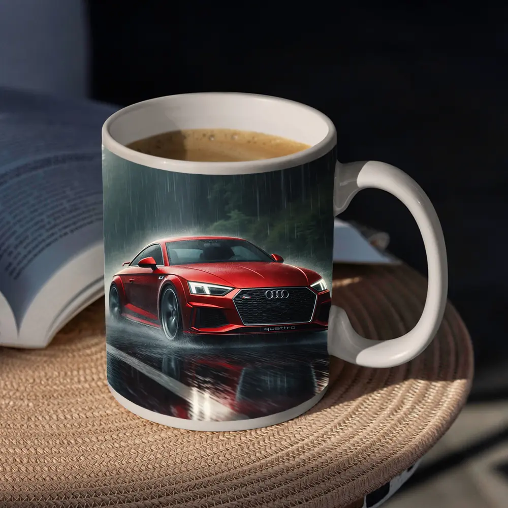Audi R8 Quattro Red Rainy Road Drive – Mugs