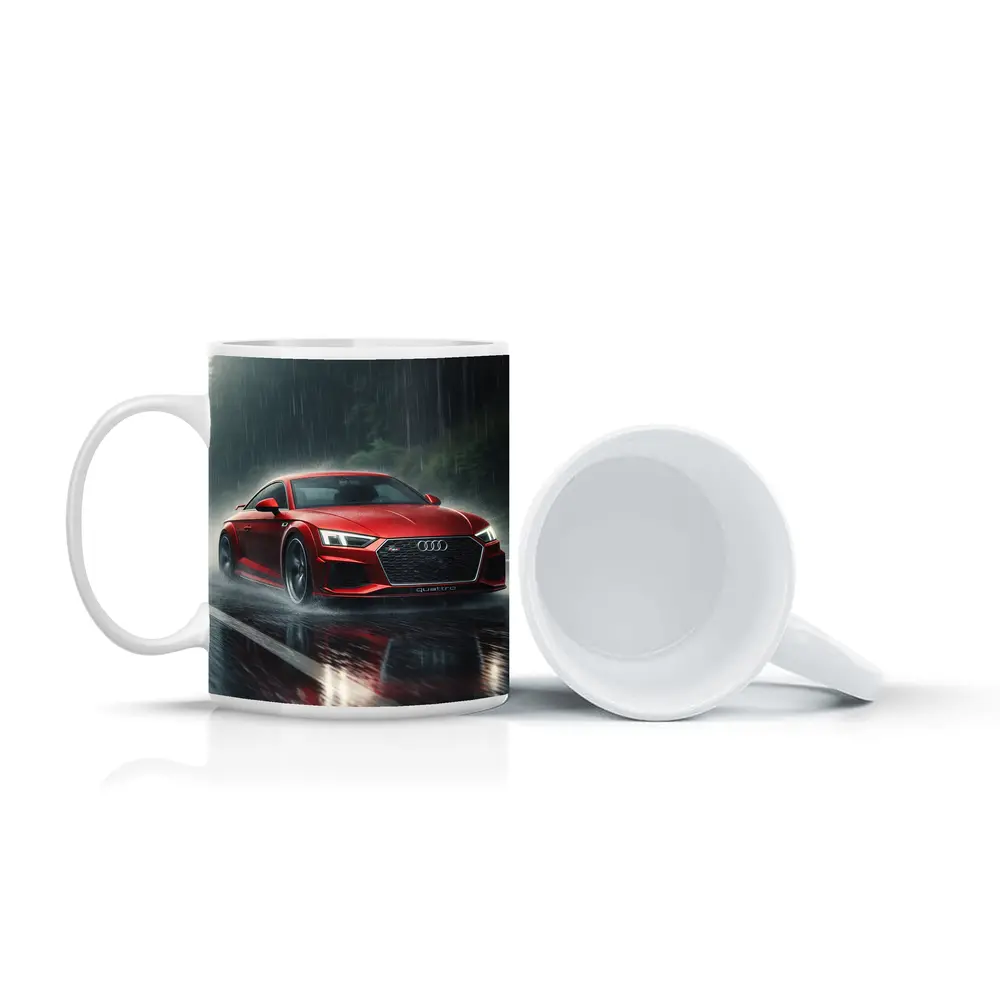 Audi R8 Quattro Red Rainy Road Drive – Mugs