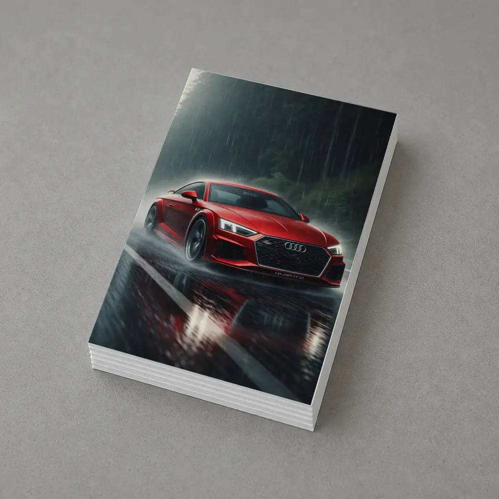 Audi R8 Quattro Red Rainy Road Drive – Postcards
