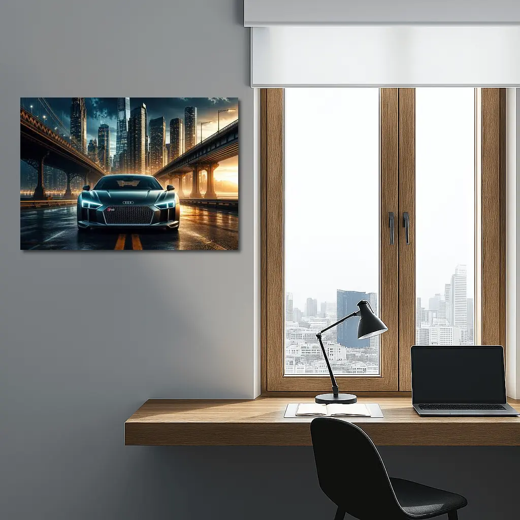 Audi R8 Dark City Night Bridge Scene – Wall Art