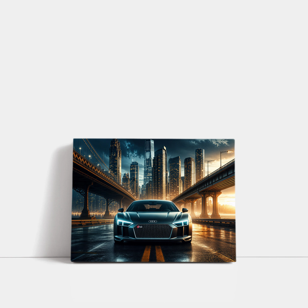 Audi R8 Dark City Night Bridge Scene – Wall Art