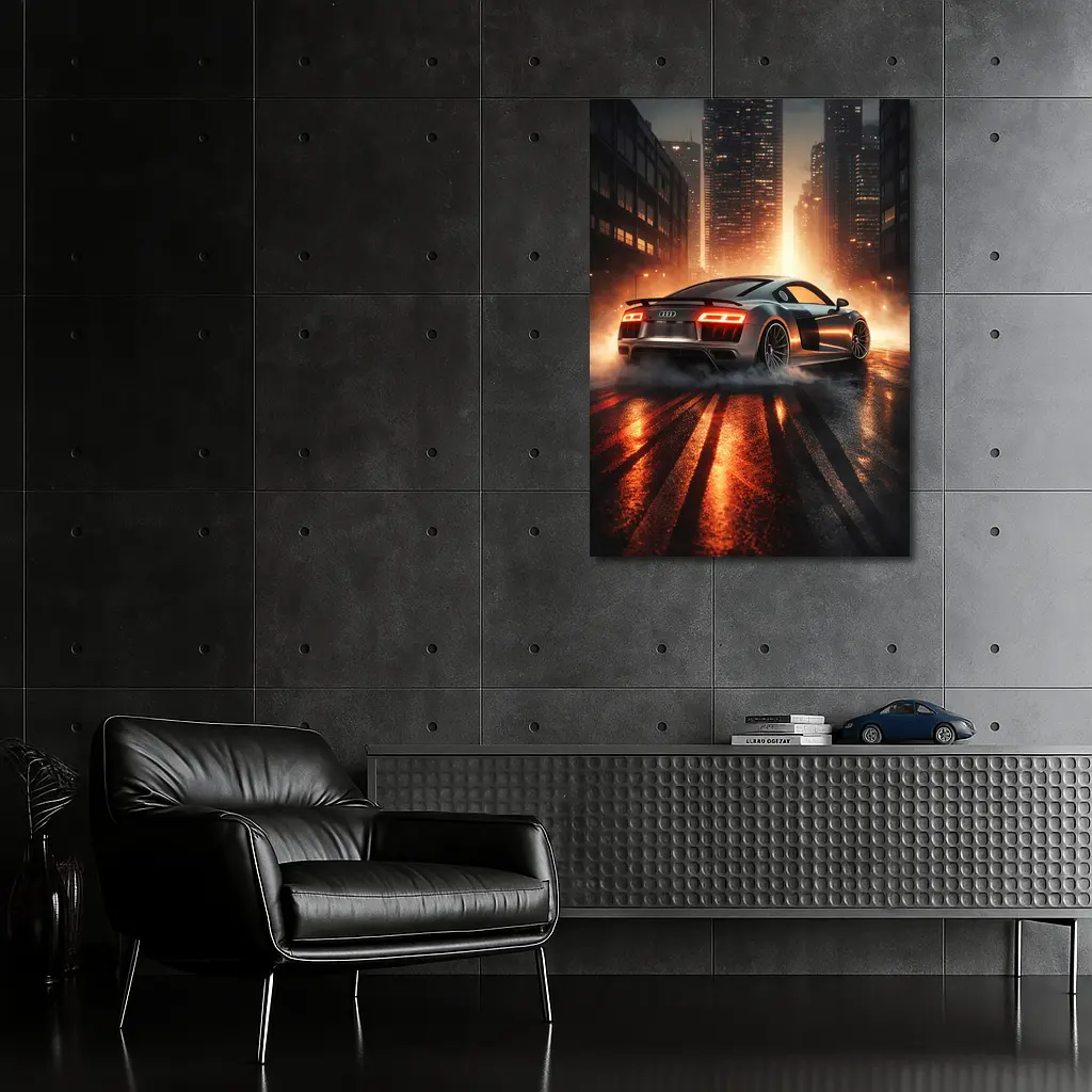 Audi R8 Drifting City Street Night – Wall Art