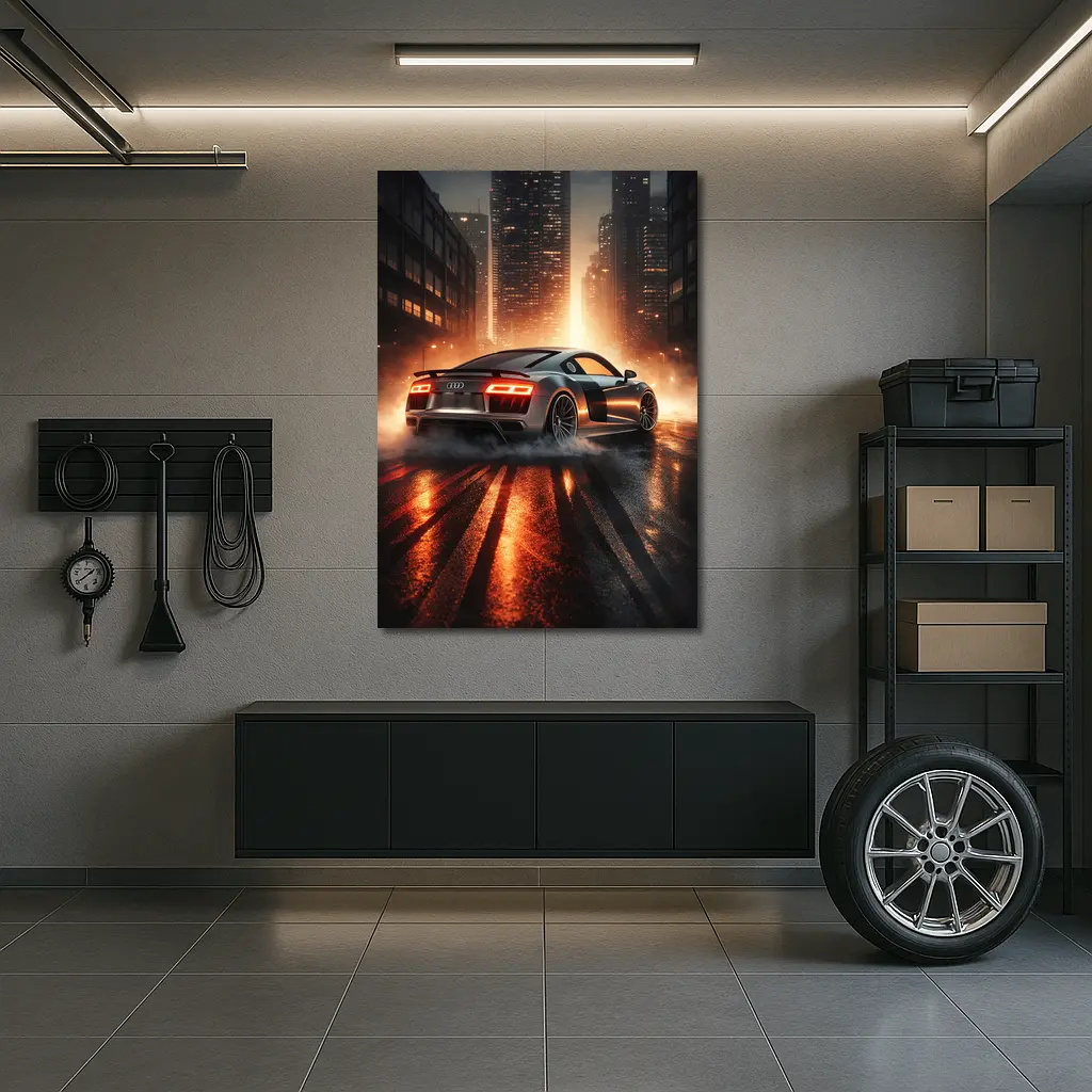 Audi R8 Drifting City Street Night – Wall Art