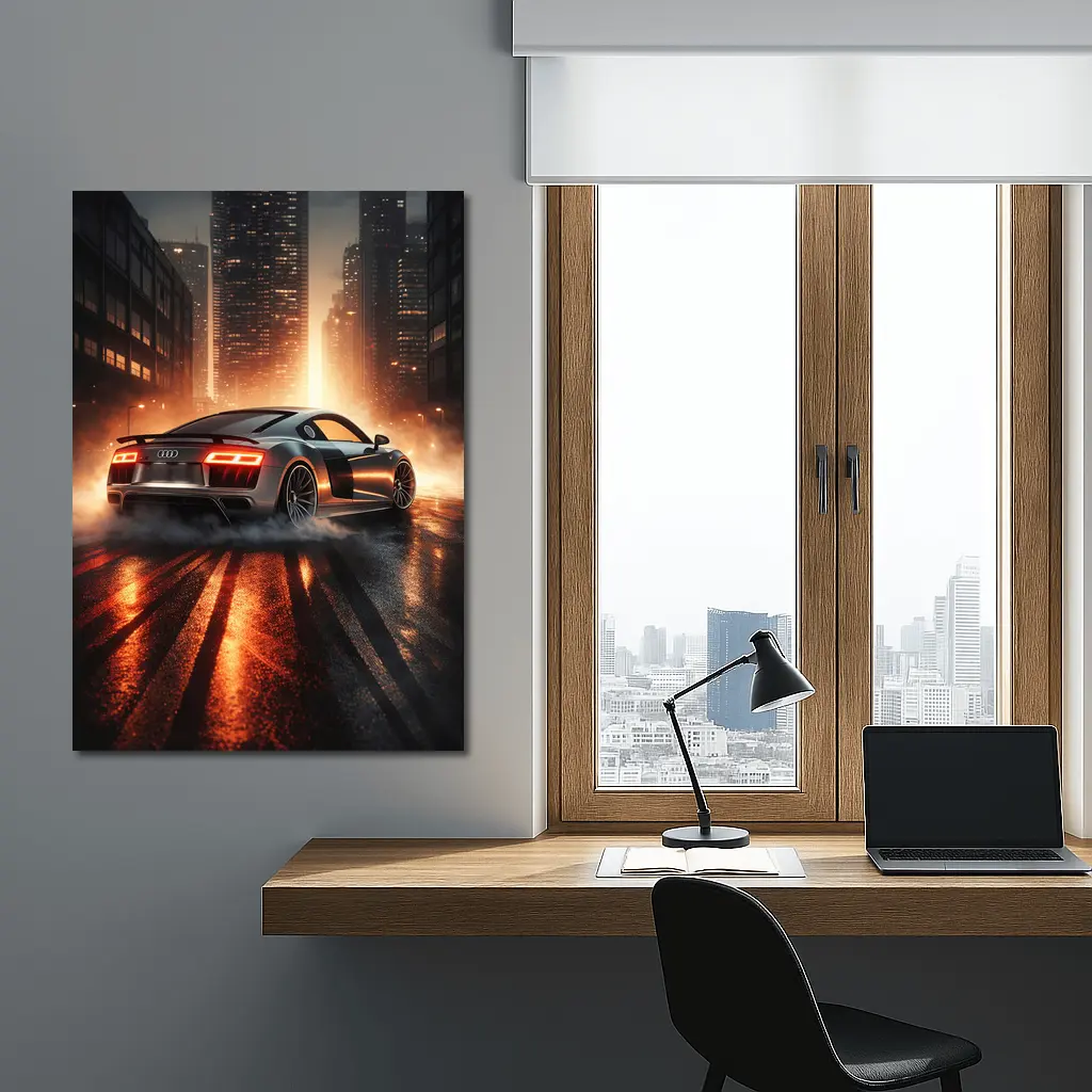 Audi R8 Drifting City Street Night – Wall Art