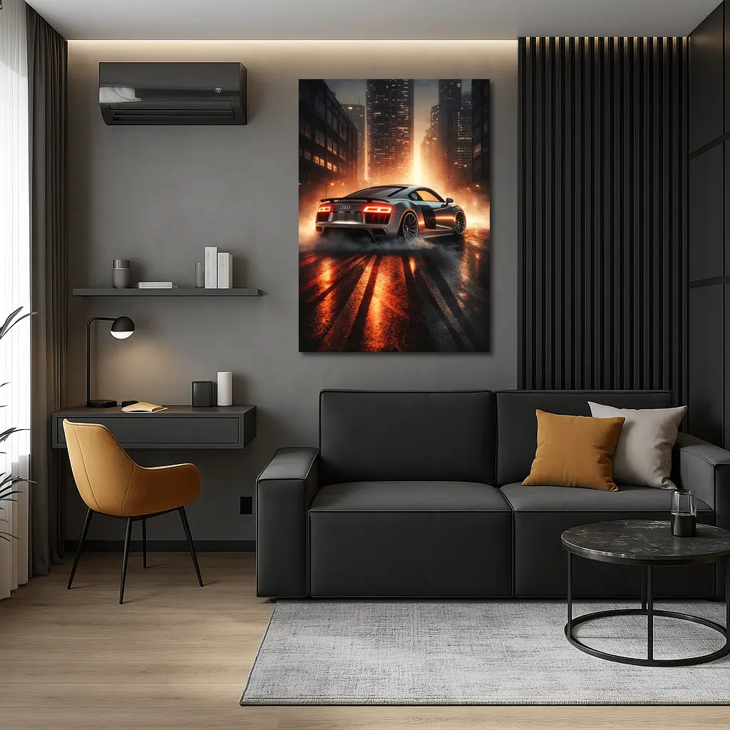 Audi R8 Drifting City Street Night – Wall Art