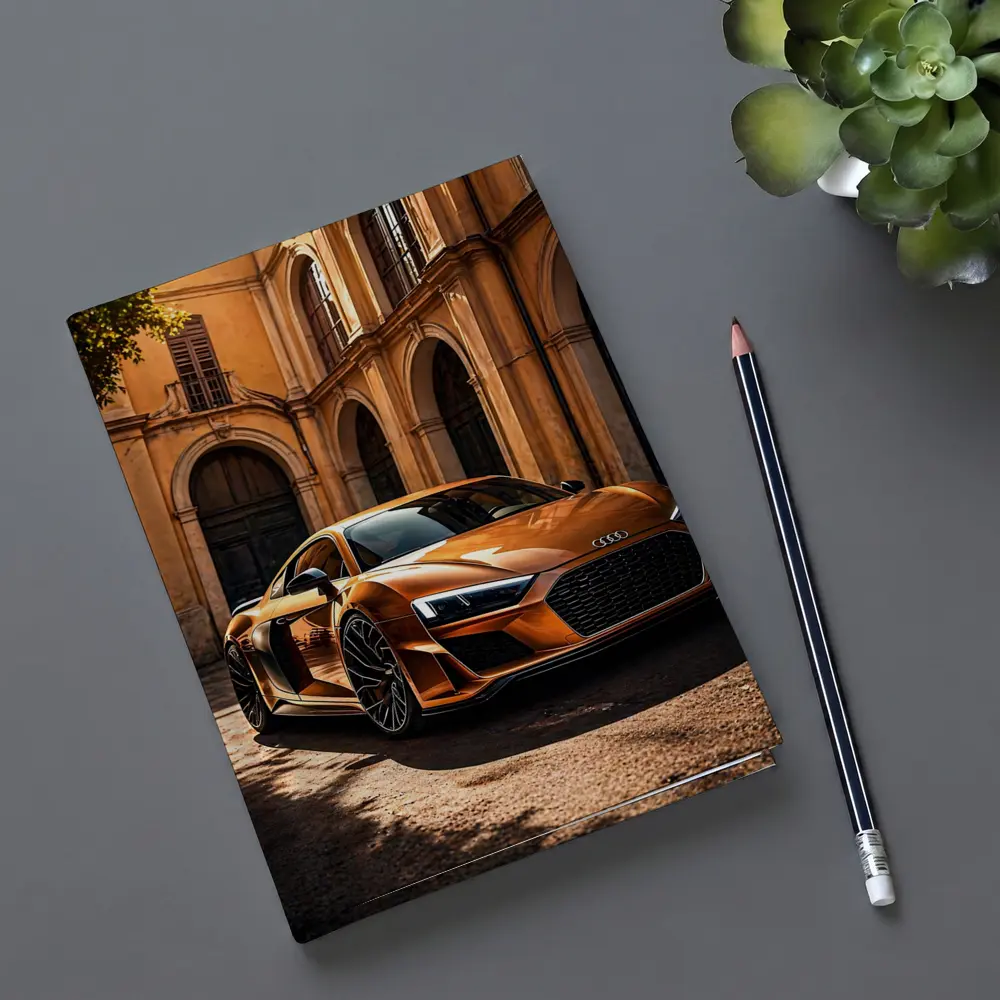 Audi R8 Orange Parked Beside Classical Building – Notebooks