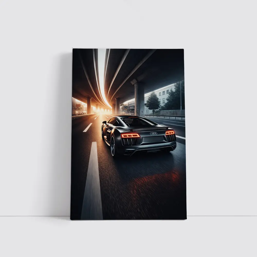 Audi R8 Speeding Under City Highway – Wall Art