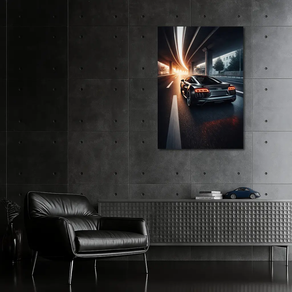 Audi R8 Speeding Under City Highway – Wall Art