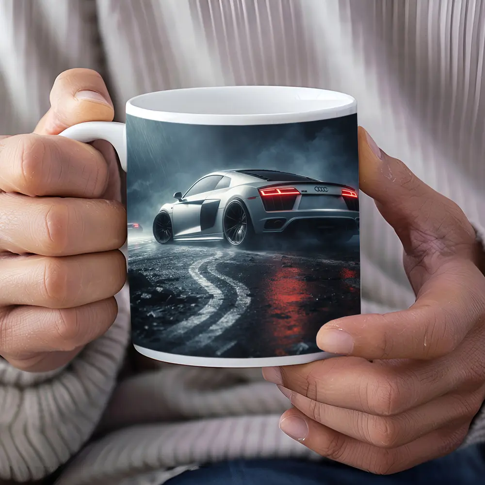 Audi R8 Drifting Wet Dark Street – Mugs