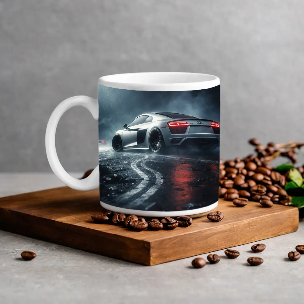 Audi R8 Drifting Wet Dark Street – Mugs