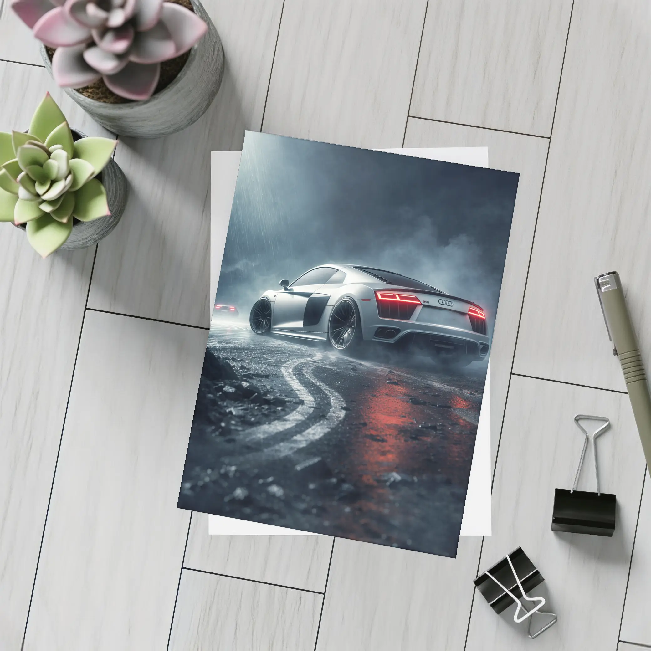 Audi R8 Drifting Wet Dark Street – Postcards