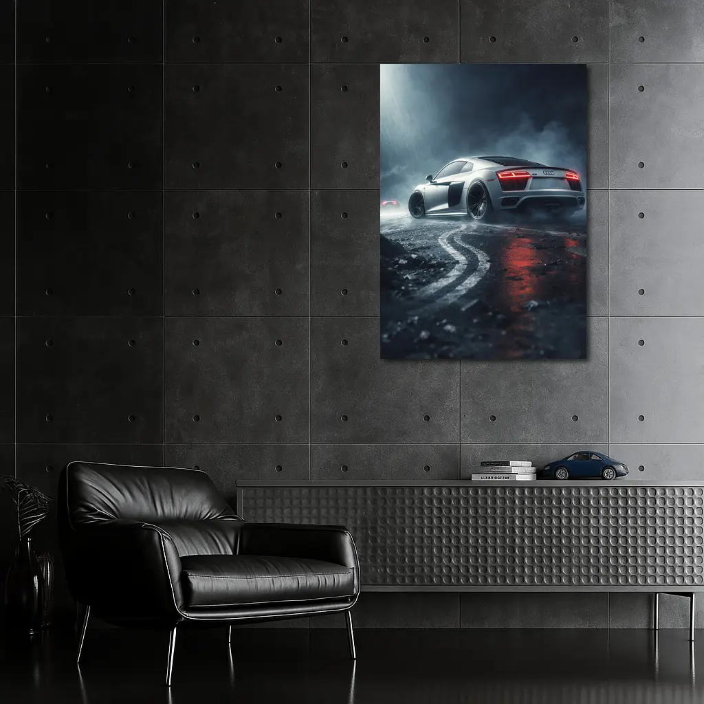 Audi R8 Drifting Wet Dark Street – Wall Art