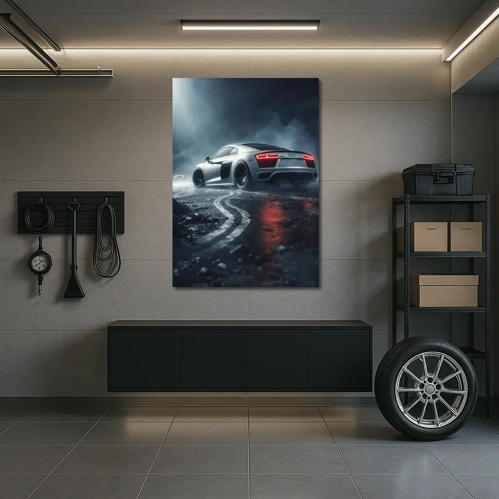 Audi R8 Drifting Wet Dark Street – Wall Art