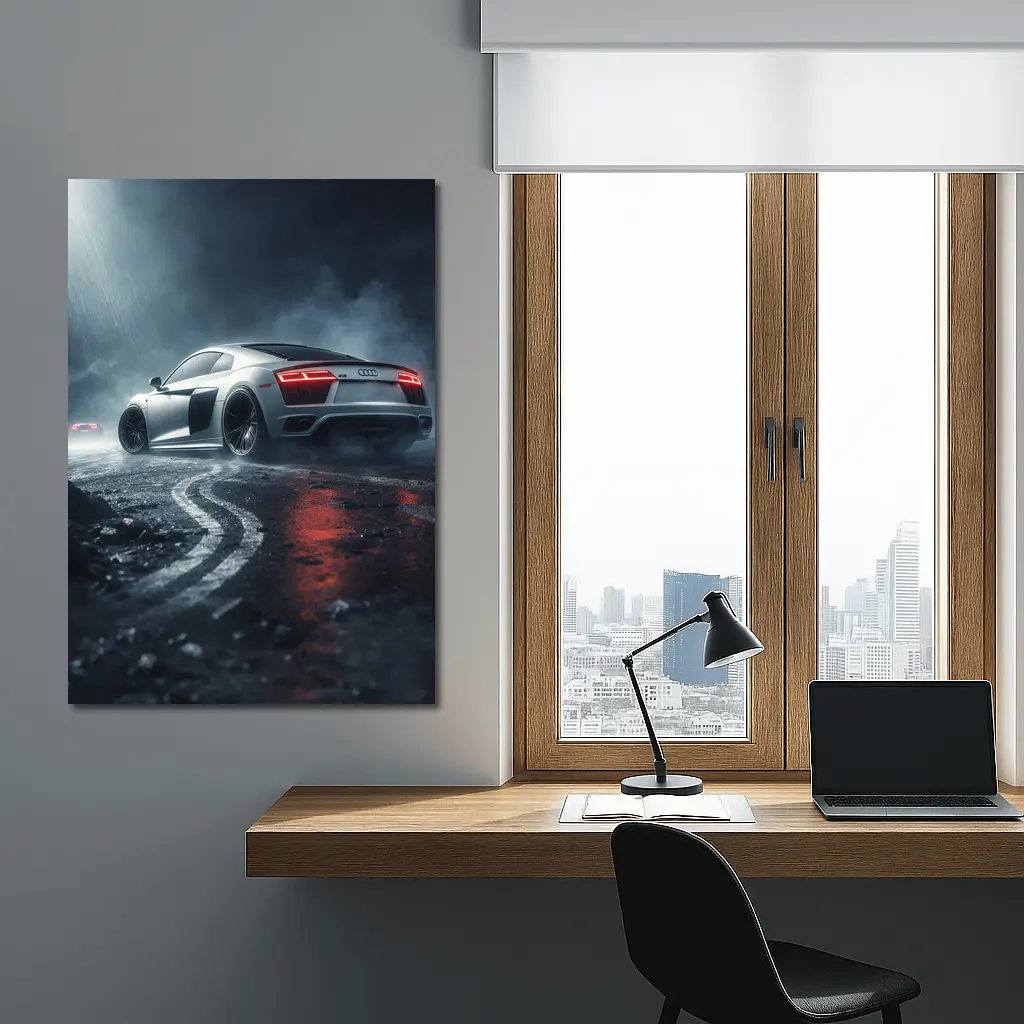 Audi R8 Drifting Wet Dark Street – Wall Art