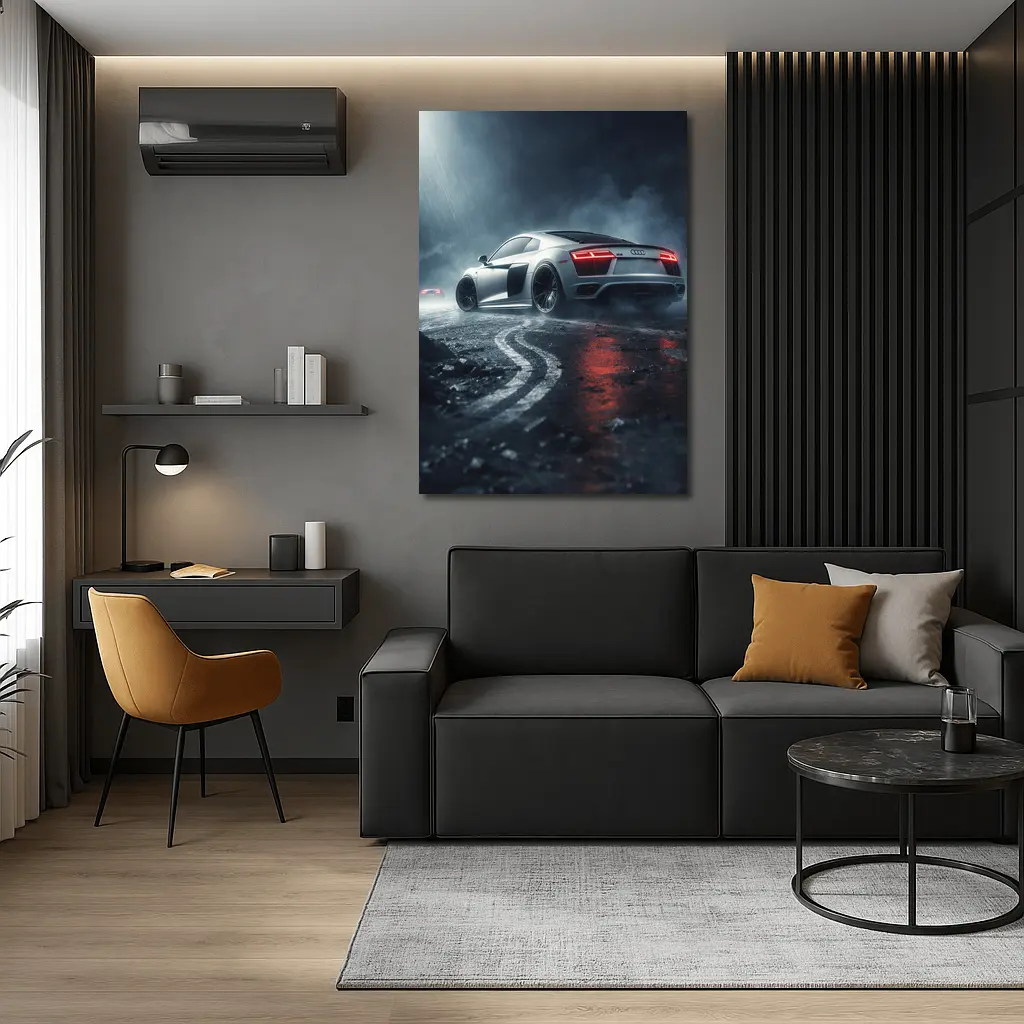 Audi R8 Drifting Wet Dark Street – Wall Art