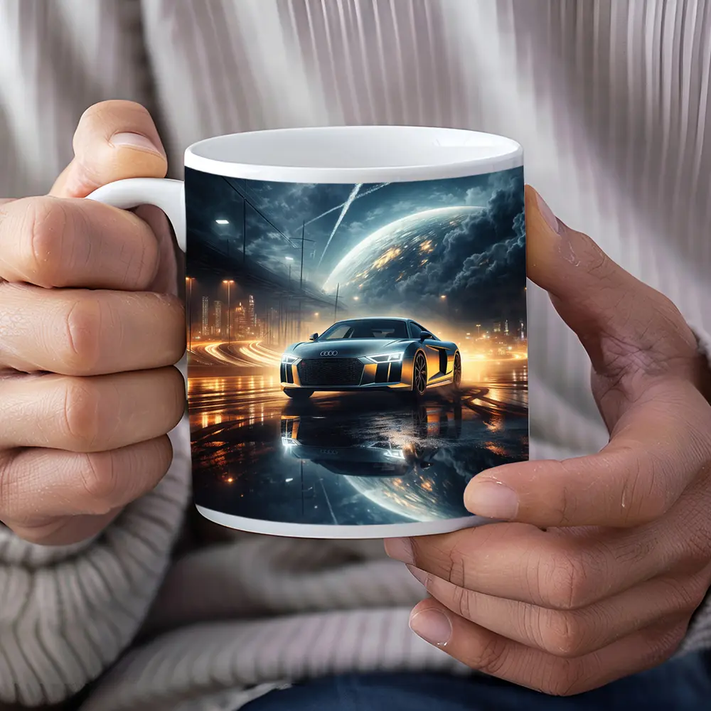Audi R8 Glowing City Night Reflection – Mugs