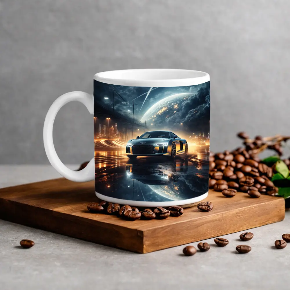 Audi R8 Glowing City Night Reflection – Mugs