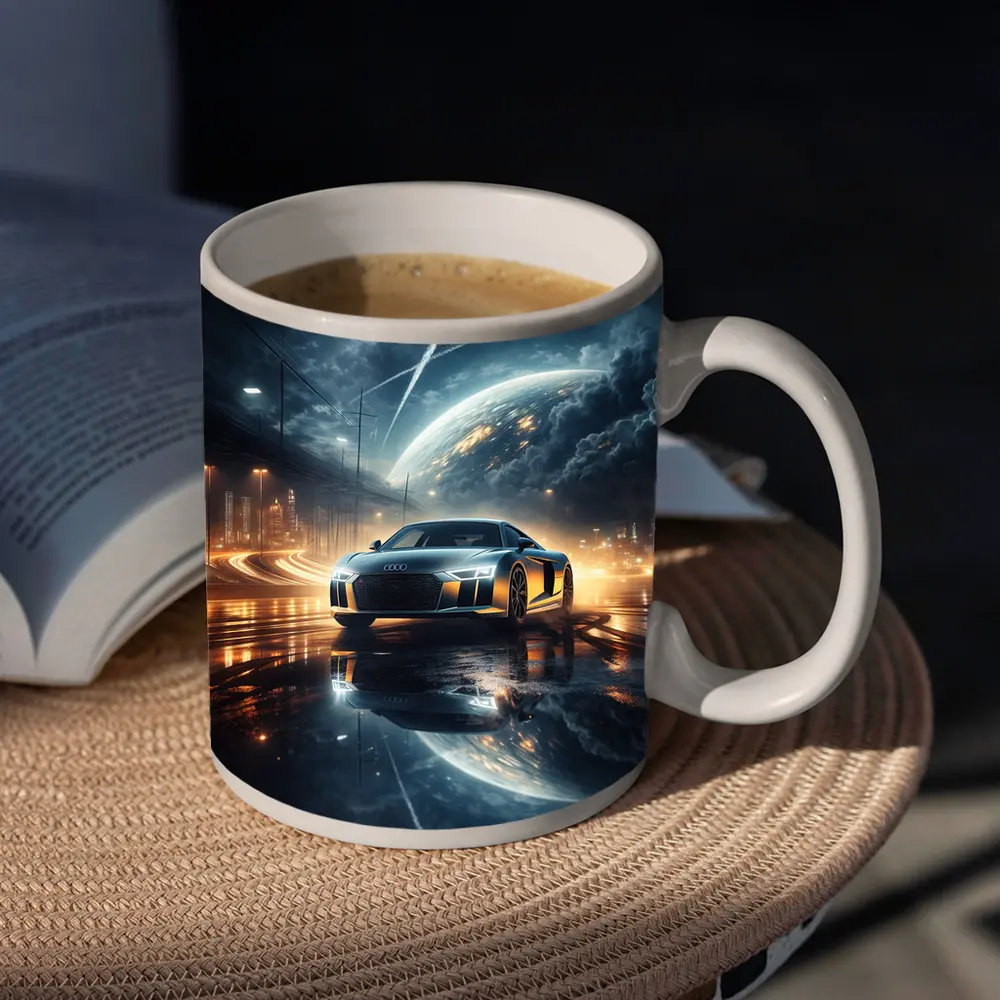 Audi R8 Glowing City Night Reflection – Mugs