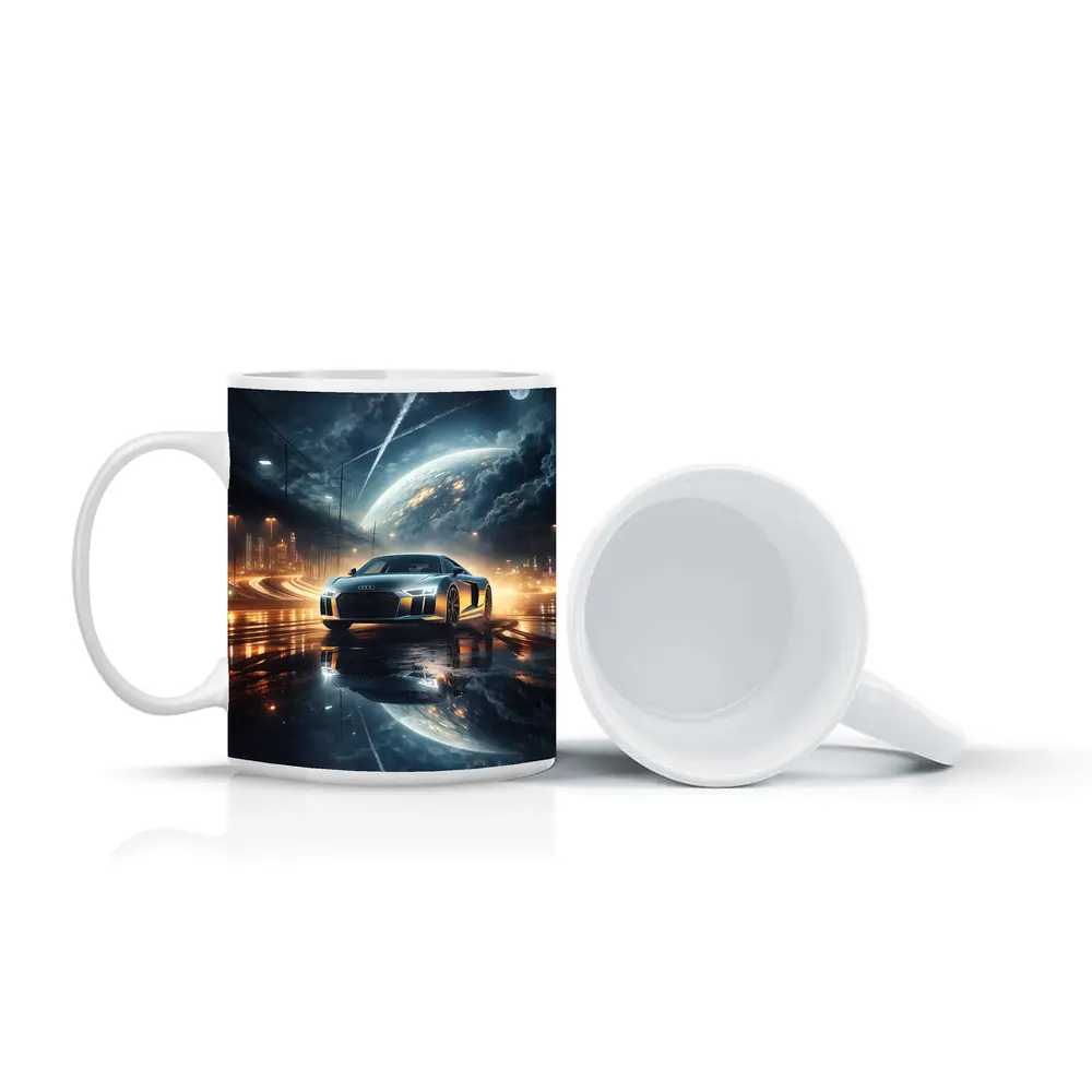 Audi R8 Glowing City Night Reflection – Mugs