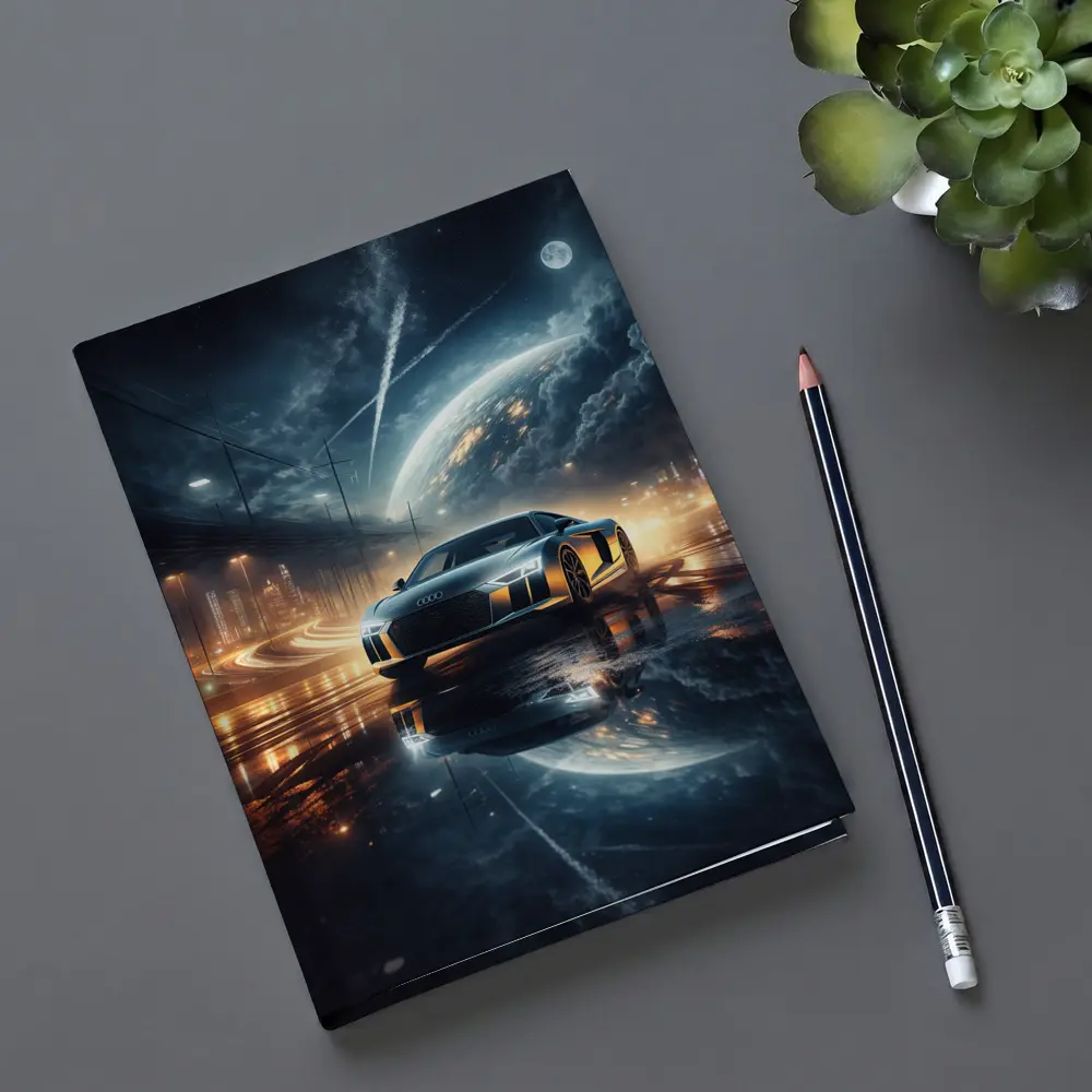 Audi R8 Glowing City Night Reflection – Notebooks