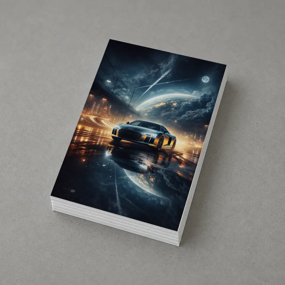 Audi R8 Glowing City Night Reflection – Postcards