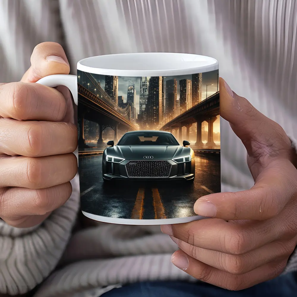 Audi R8 Dark City Night Bridge Scene – Mugs