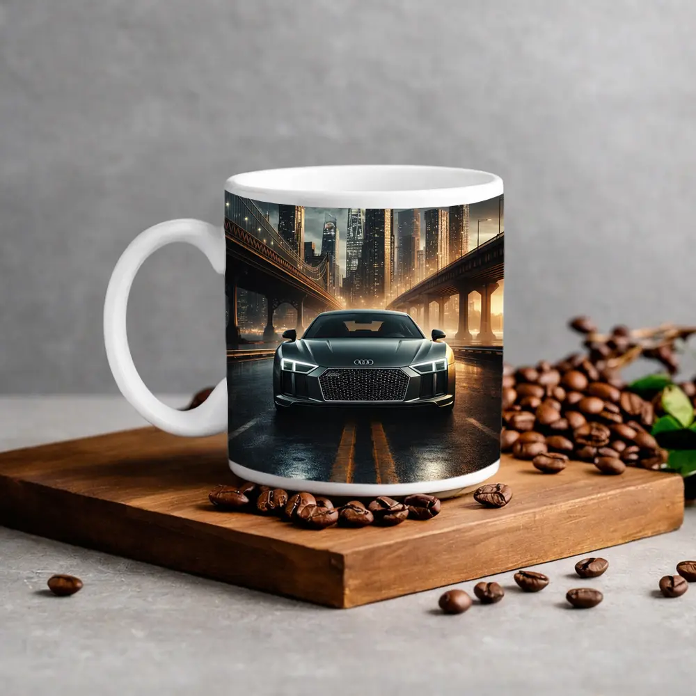 Audi R8 Dark City Night Bridge Scene – Mugs