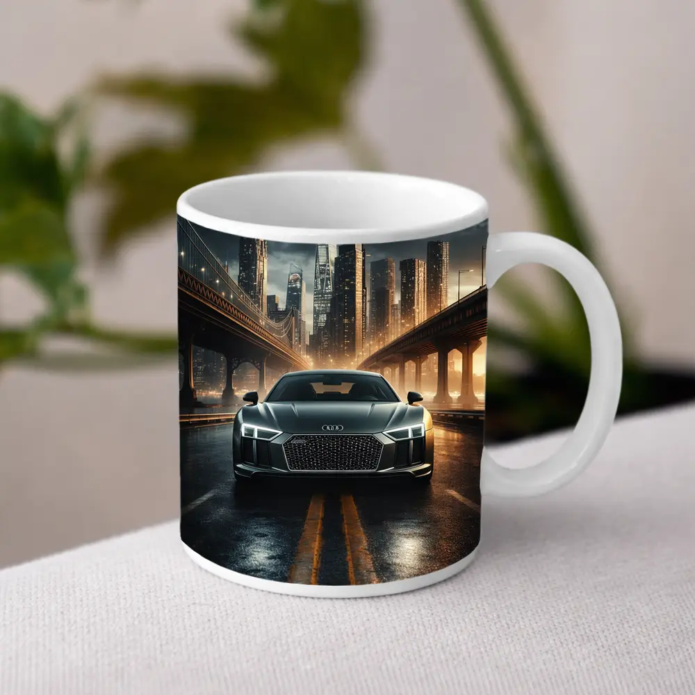 Audi R8 Dark City Night Bridge Scene – Mugs