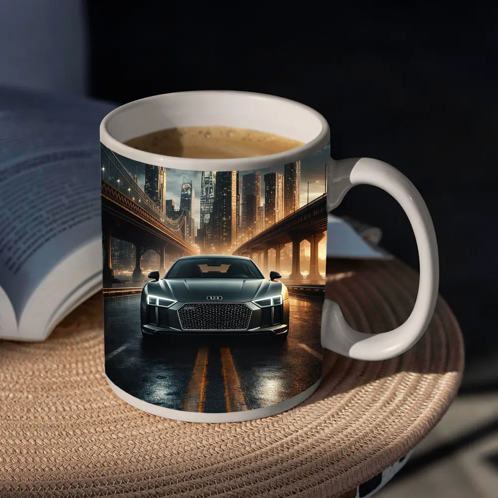 Audi R8 Dark City Night Bridge Scene – Mugs