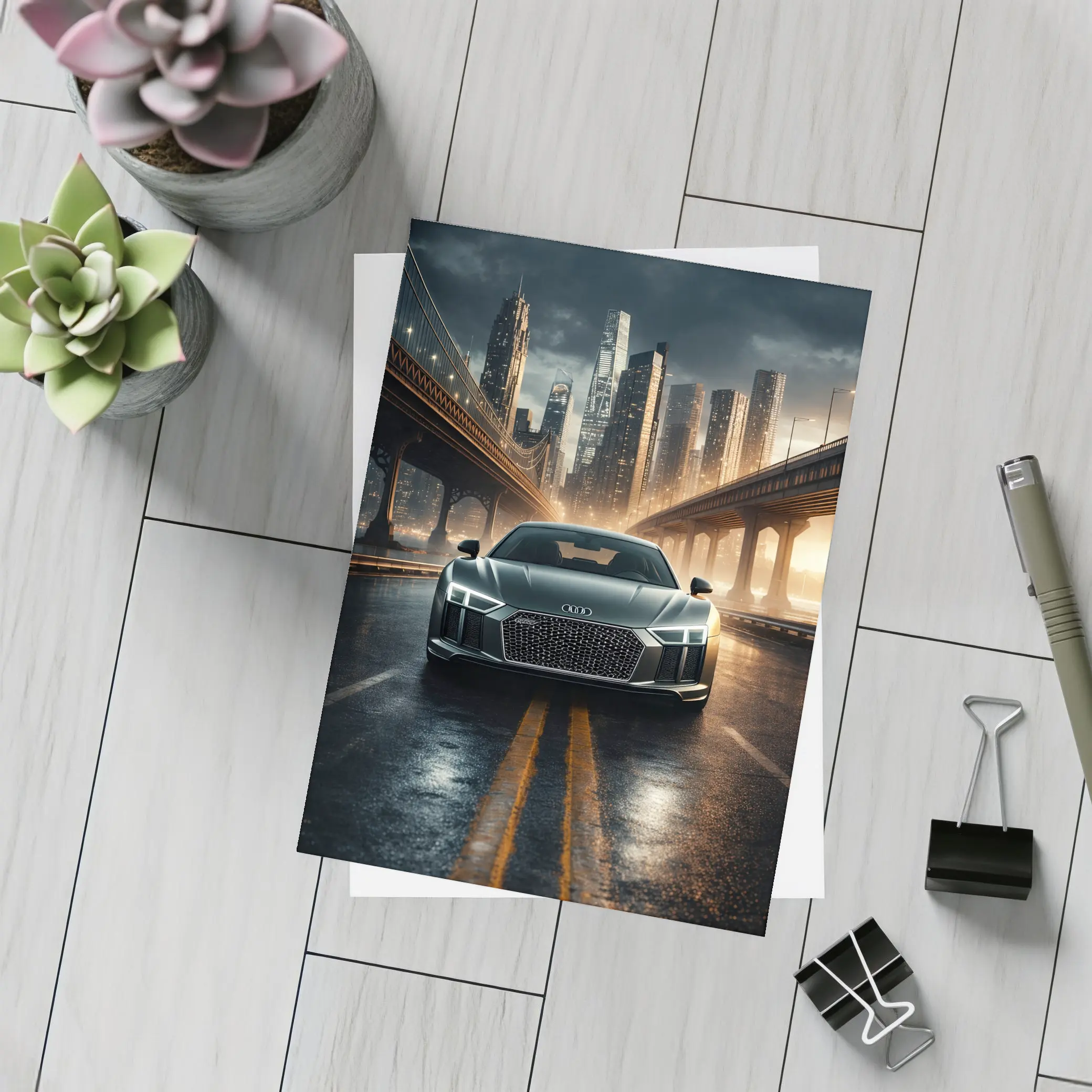 Audi R8 Dark City Night Bridge Scene – Postcards