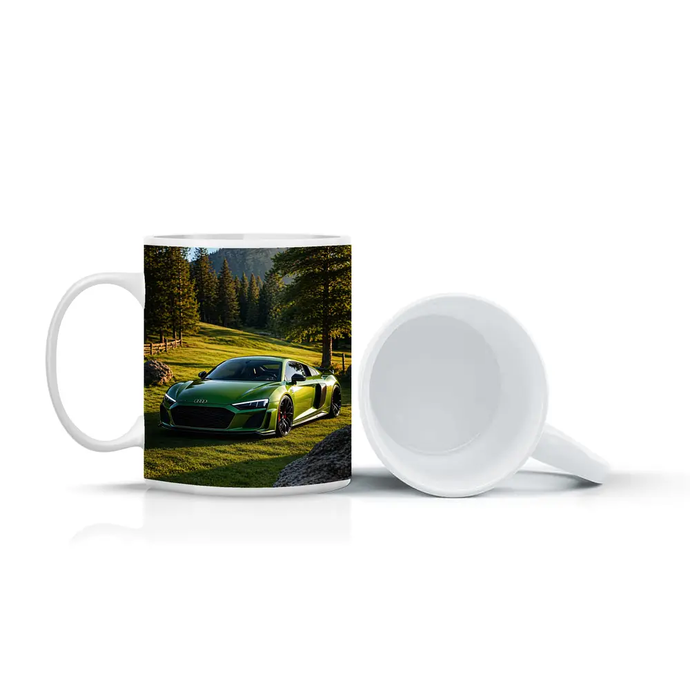 Audi R8 Green Supercar Forest Meadow Setting – Mugs