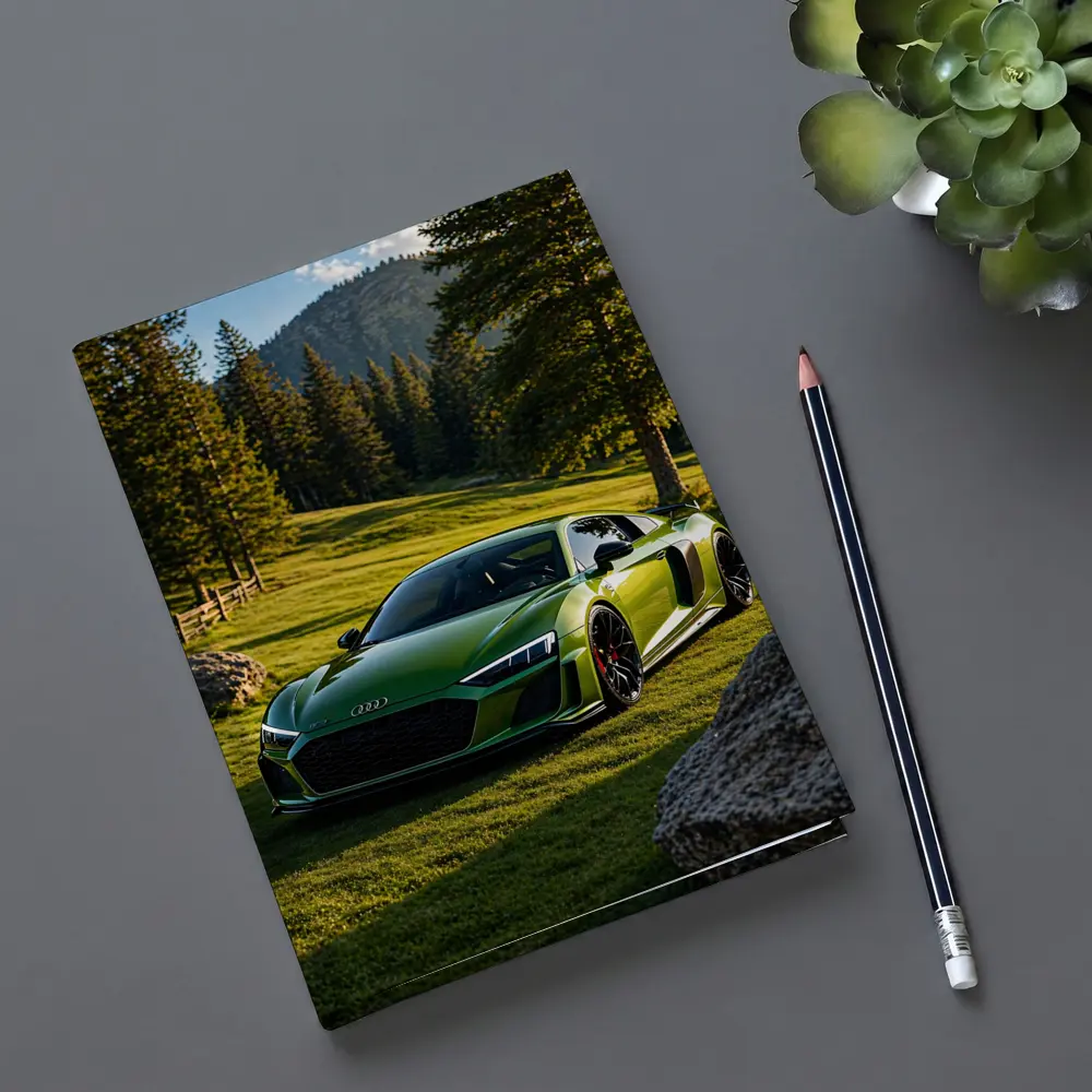 Audi R8 Green Supercar Forest Meadow Setting – Notebooks