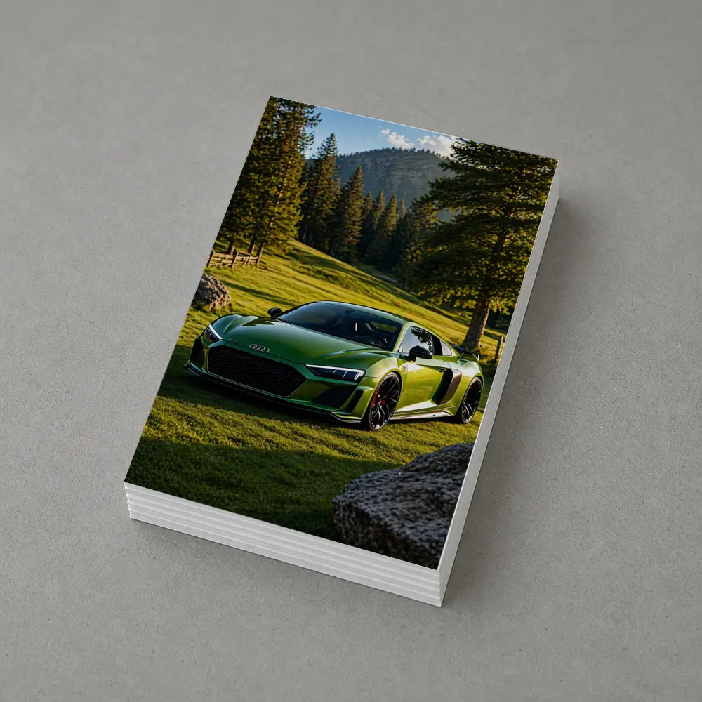 Audi R8 Green Supercar Forest Meadow Setting – Postcards