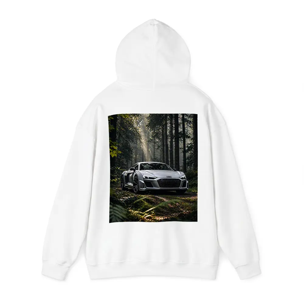 Audi R8 Silver Supercar Forest Setting – Hoodies