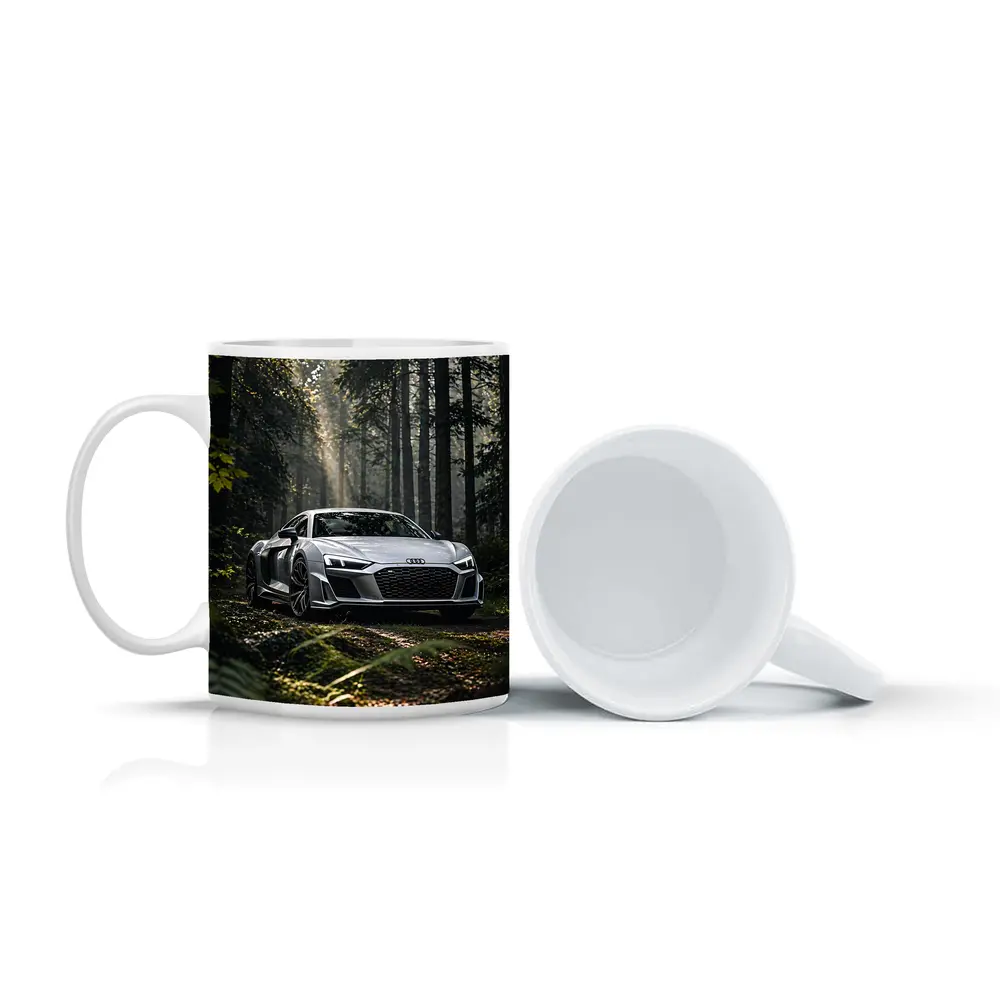 Audi R8 Silver Supercar Forest Setting – Mugs