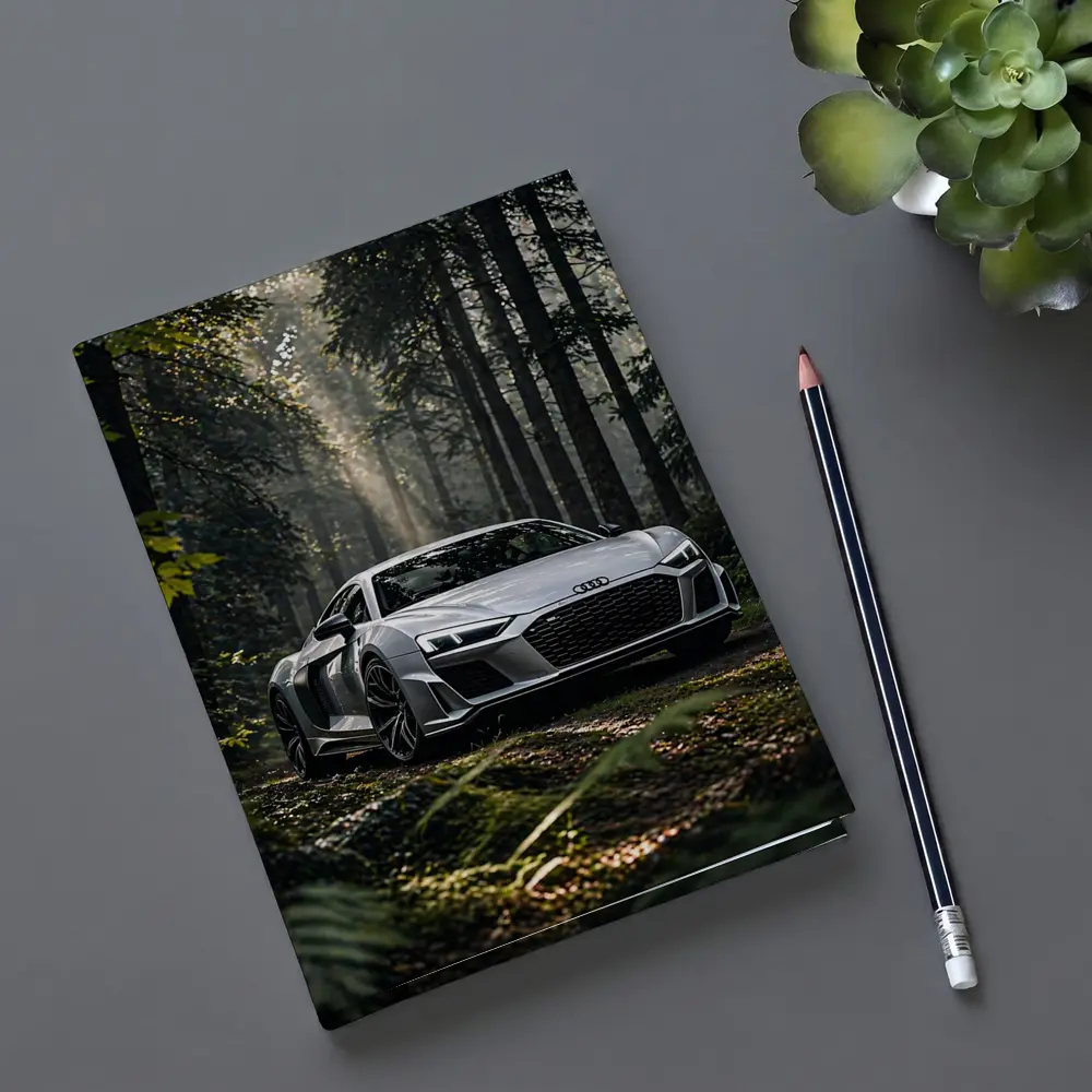 Audi R8 Silver Supercar Forest Setting – Notebooks