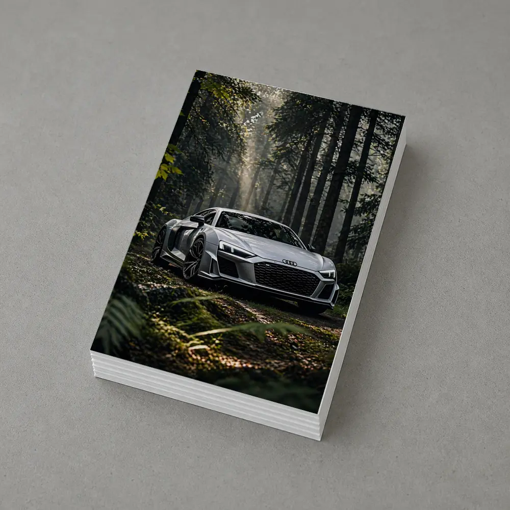 Audi R8 Silver Supercar Forest Setting – Postcards