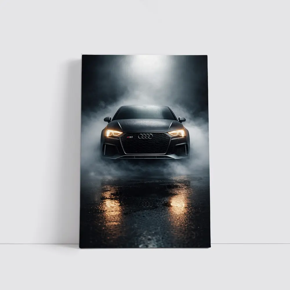 Audi RS3 Front View Dark Foggy Night – Wall Art
