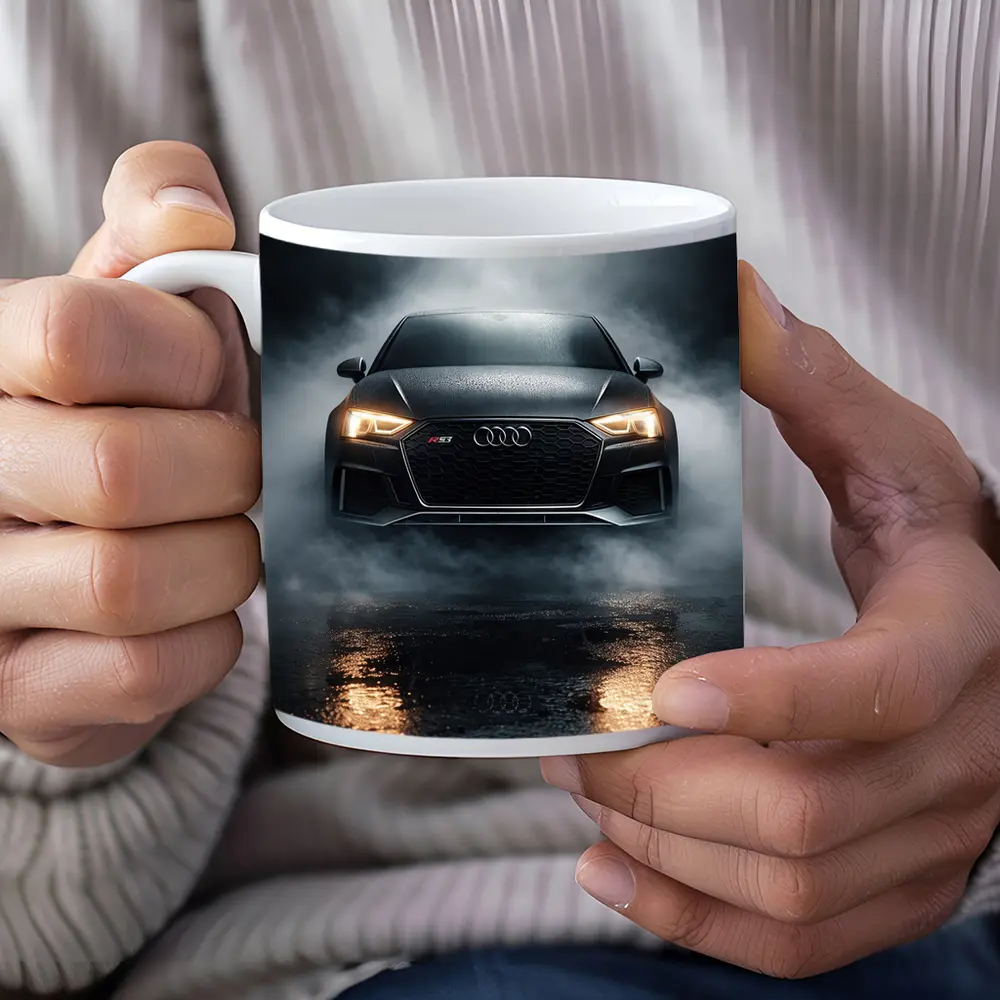 Audi RS3 Front View Dark Foggy Night – Mugs