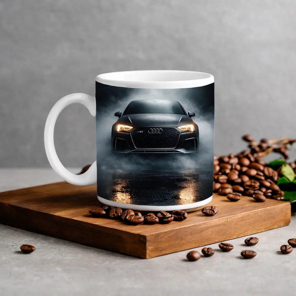 Audi RS3 Front View Dark Foggy Night – Mugs