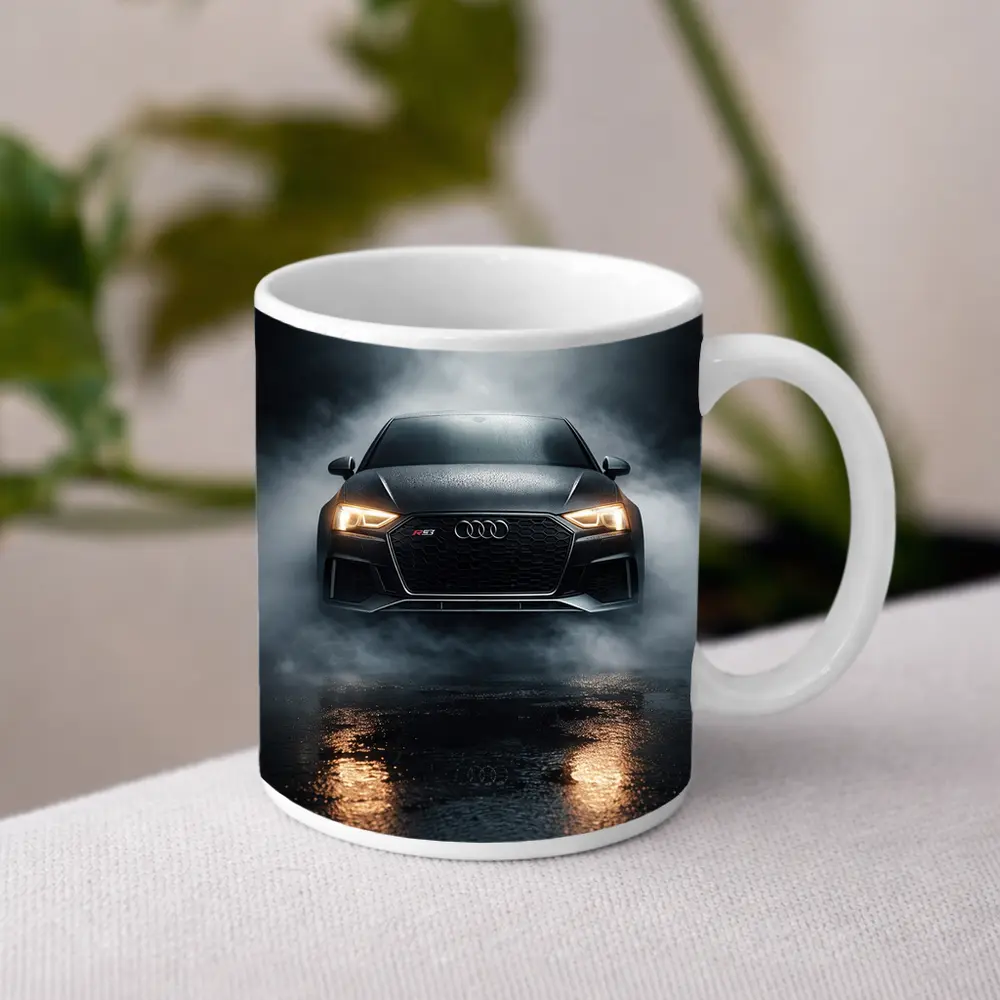 Audi RS3 Front View Dark Foggy Night – Mugs