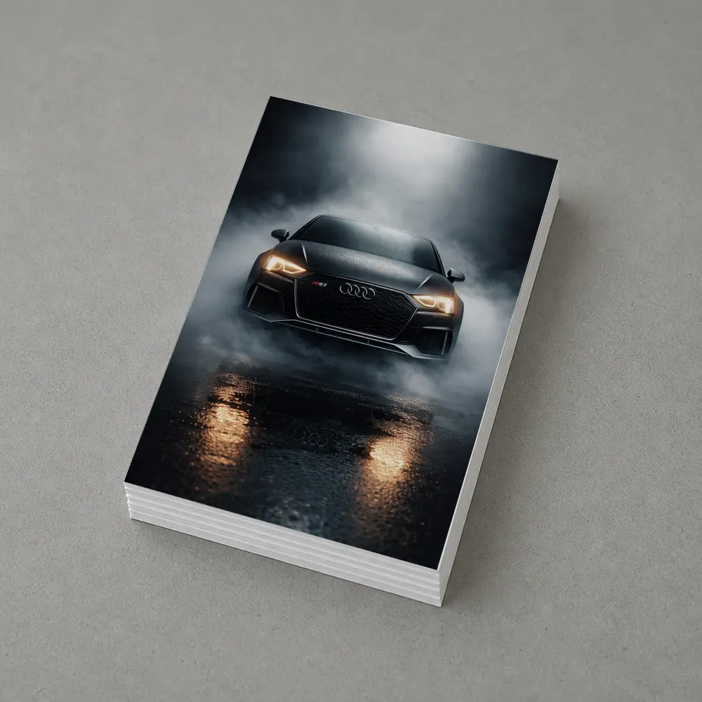 Audi RS3 Front View Dark Foggy Night – Postcards