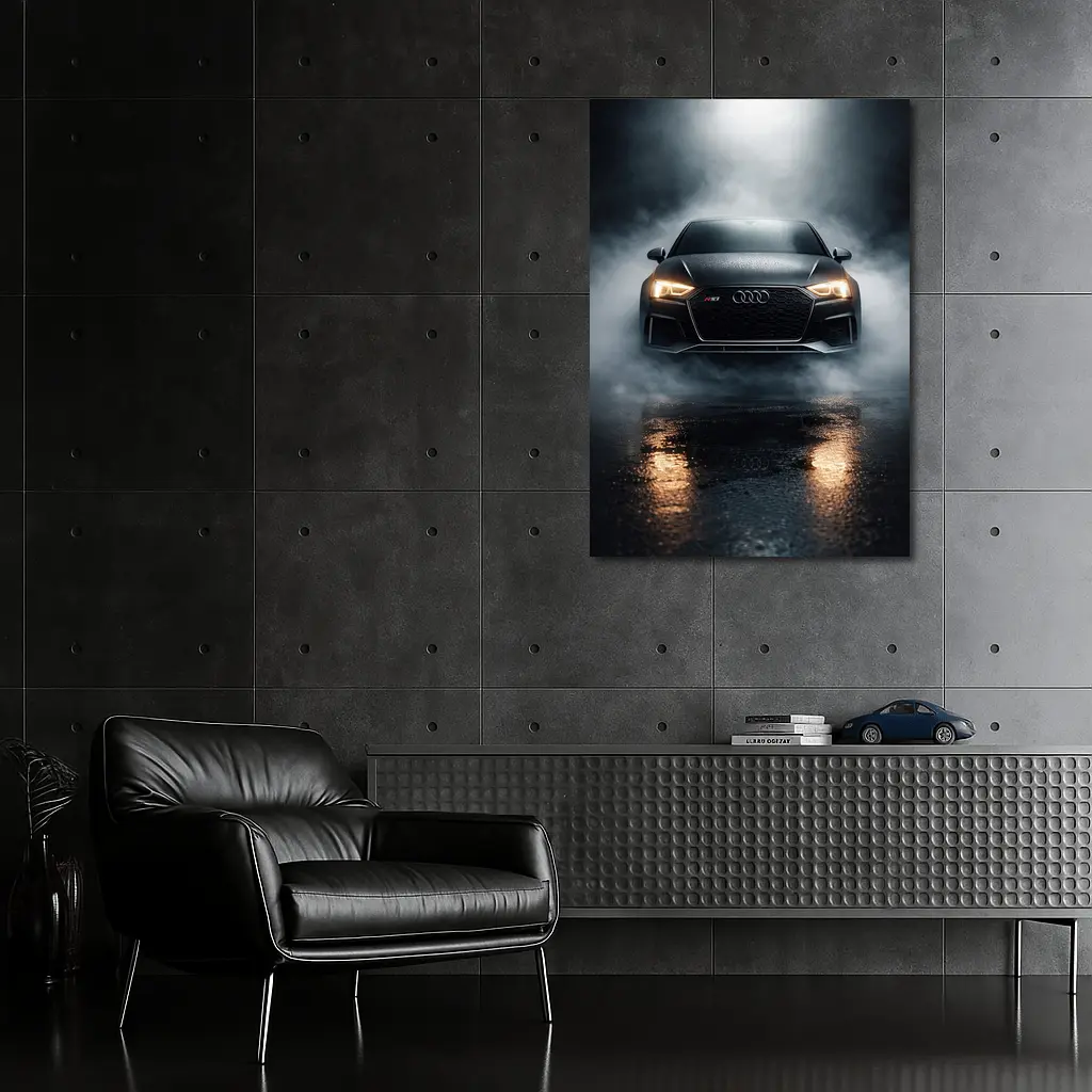 Audi RS3 Front View Dark Foggy Night – Wall Art